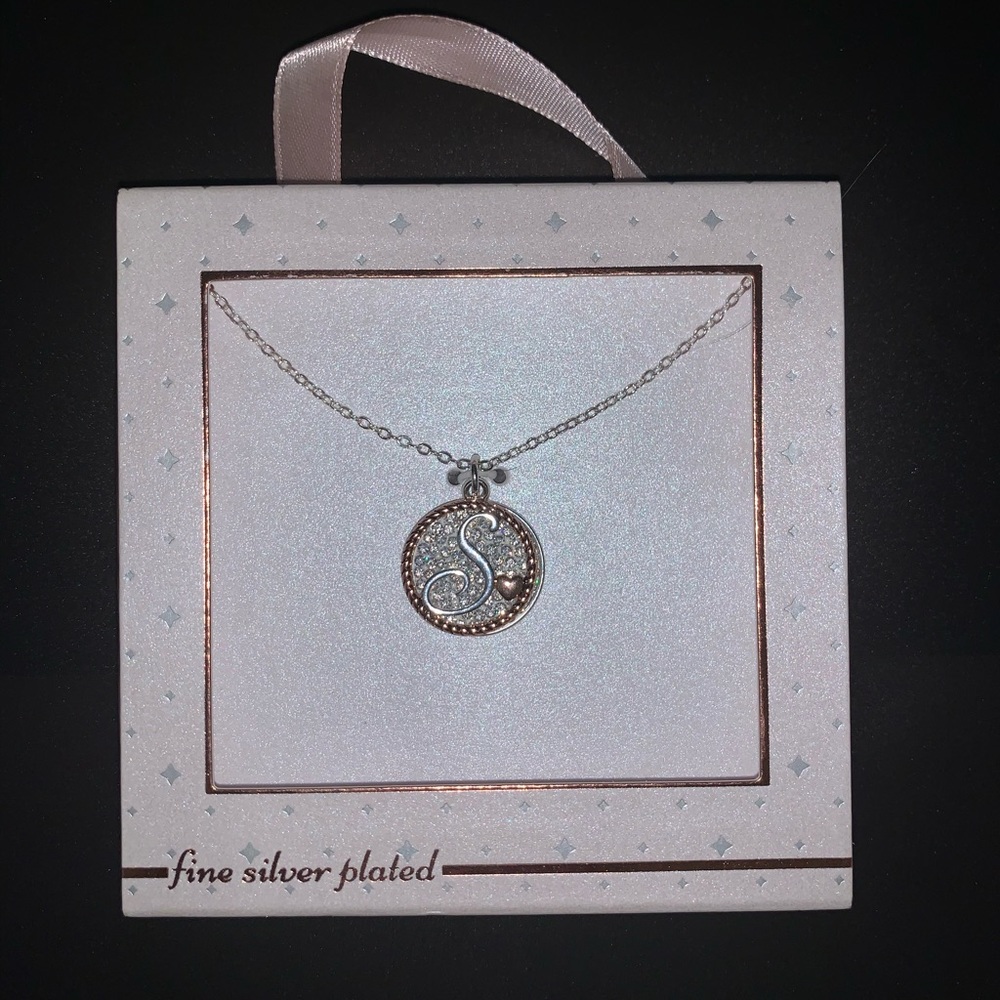 Silver and Rose Gold S pendant necklace